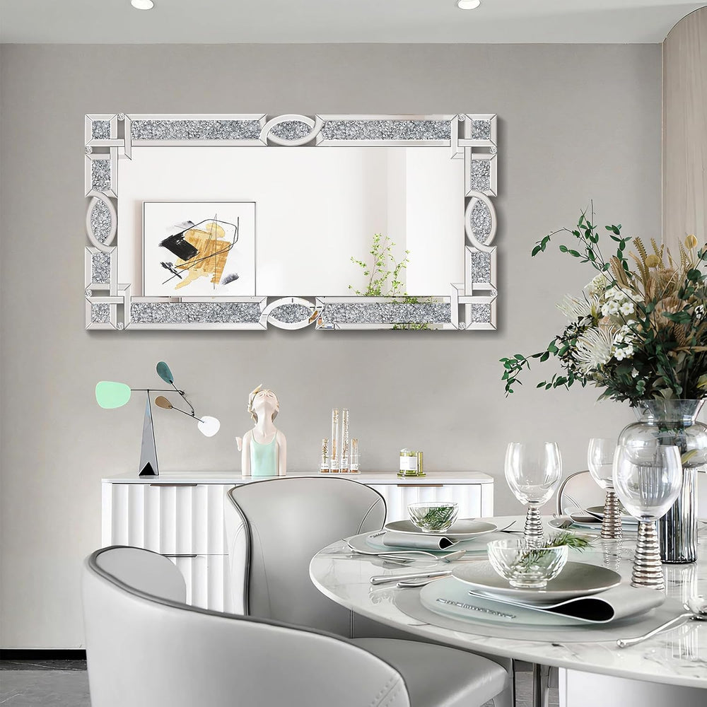 Crushed Diamond Mirrors for Wall Decor, 48''x24'' Rectangle S...