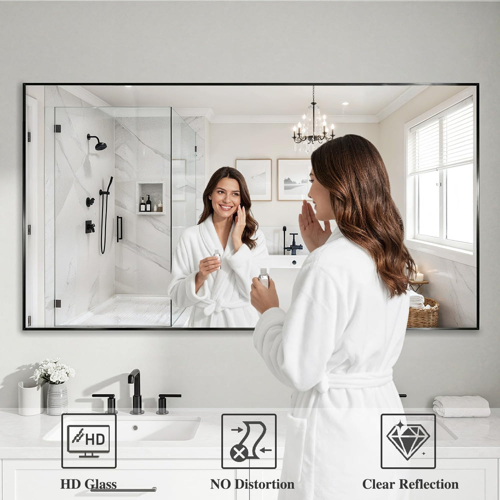 Koonmi Black Mirrors for Wall, 30x60 Inch Bathroom Mirror, Rectangular Wall M...