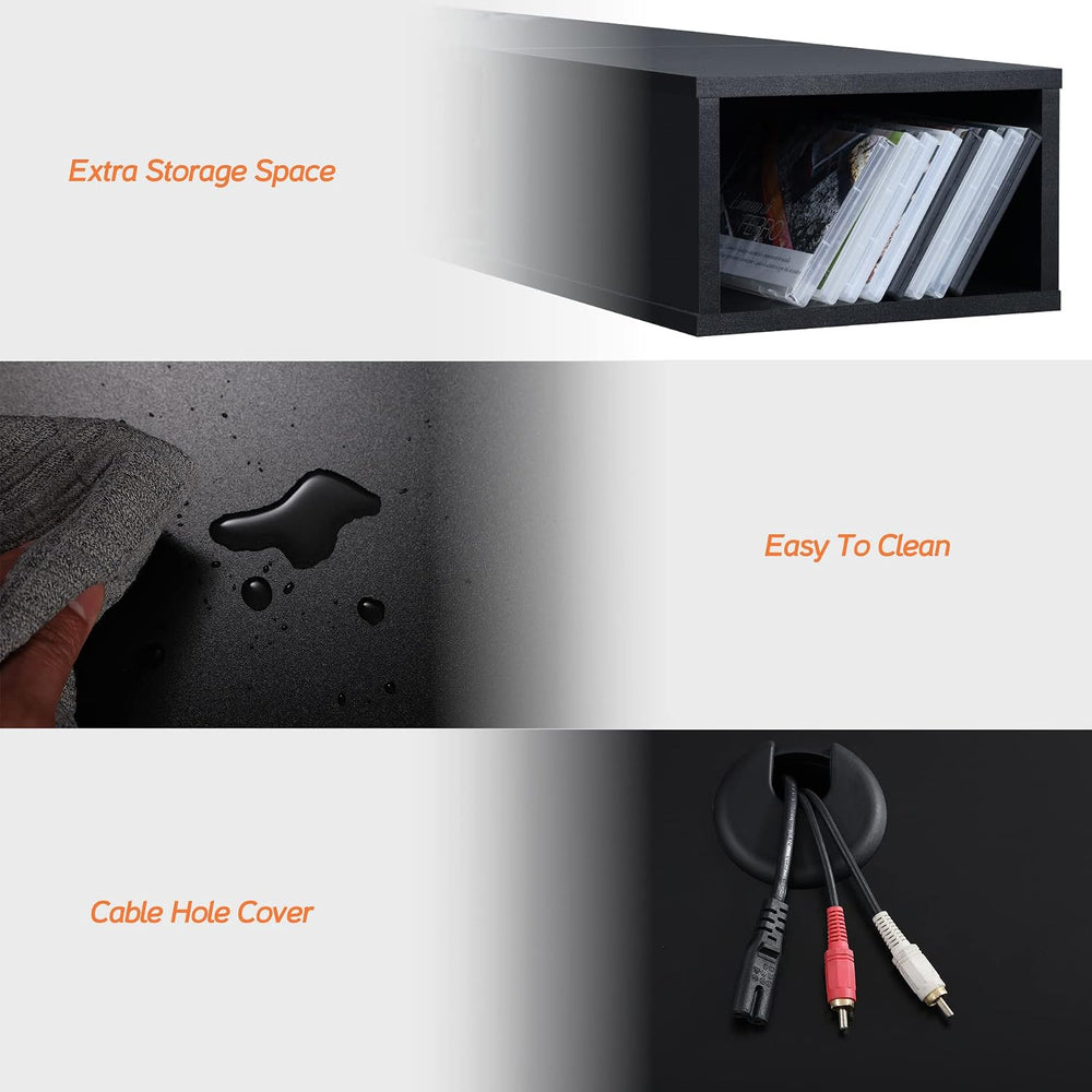 WAMPAT Floating Entertainment Center for 80 Inch TV, Black | Wall Mounted wit...