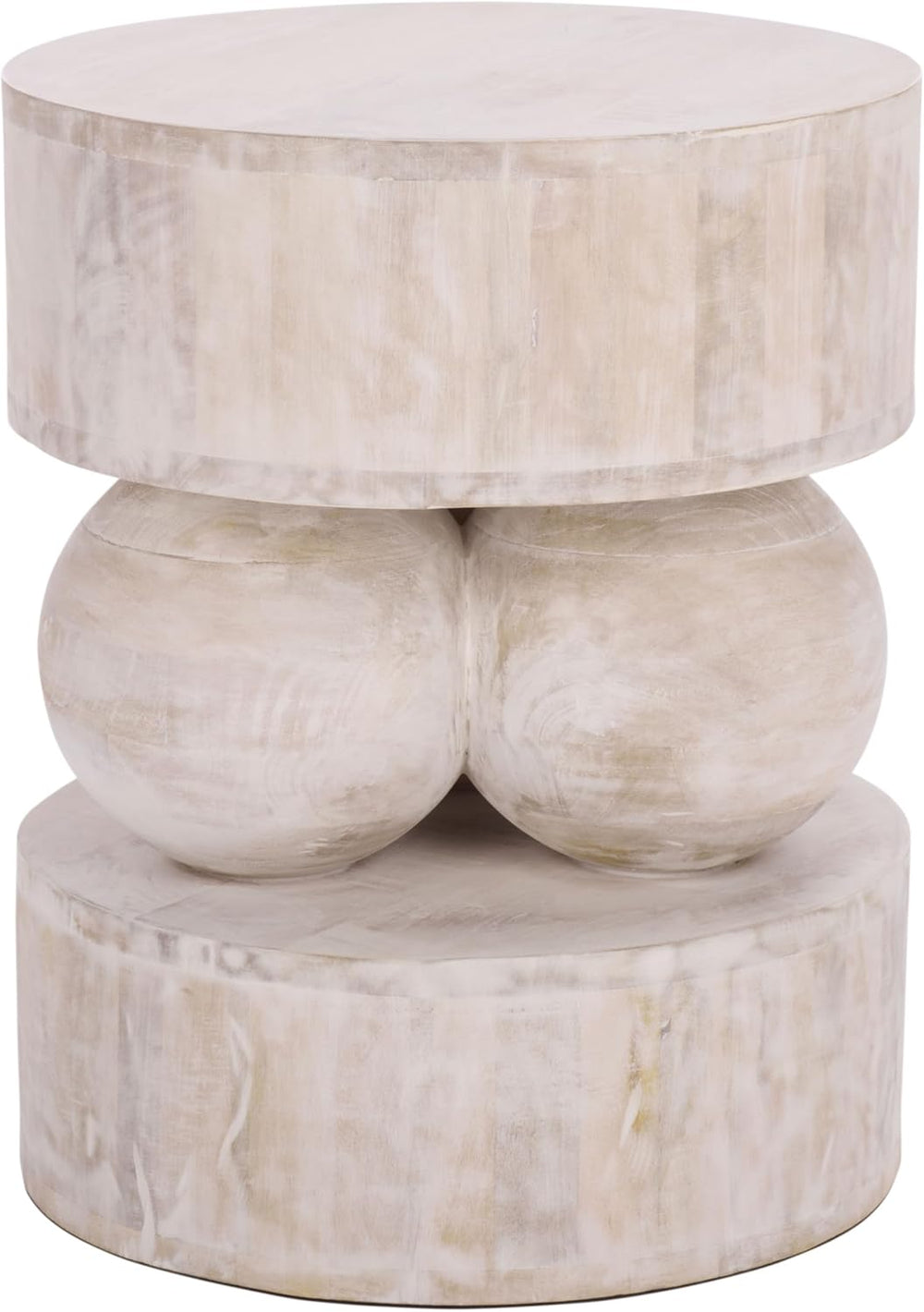 SAFAVIEH Home Collection - Xavier White Washed Solid Wood Accent Table, Sculp...