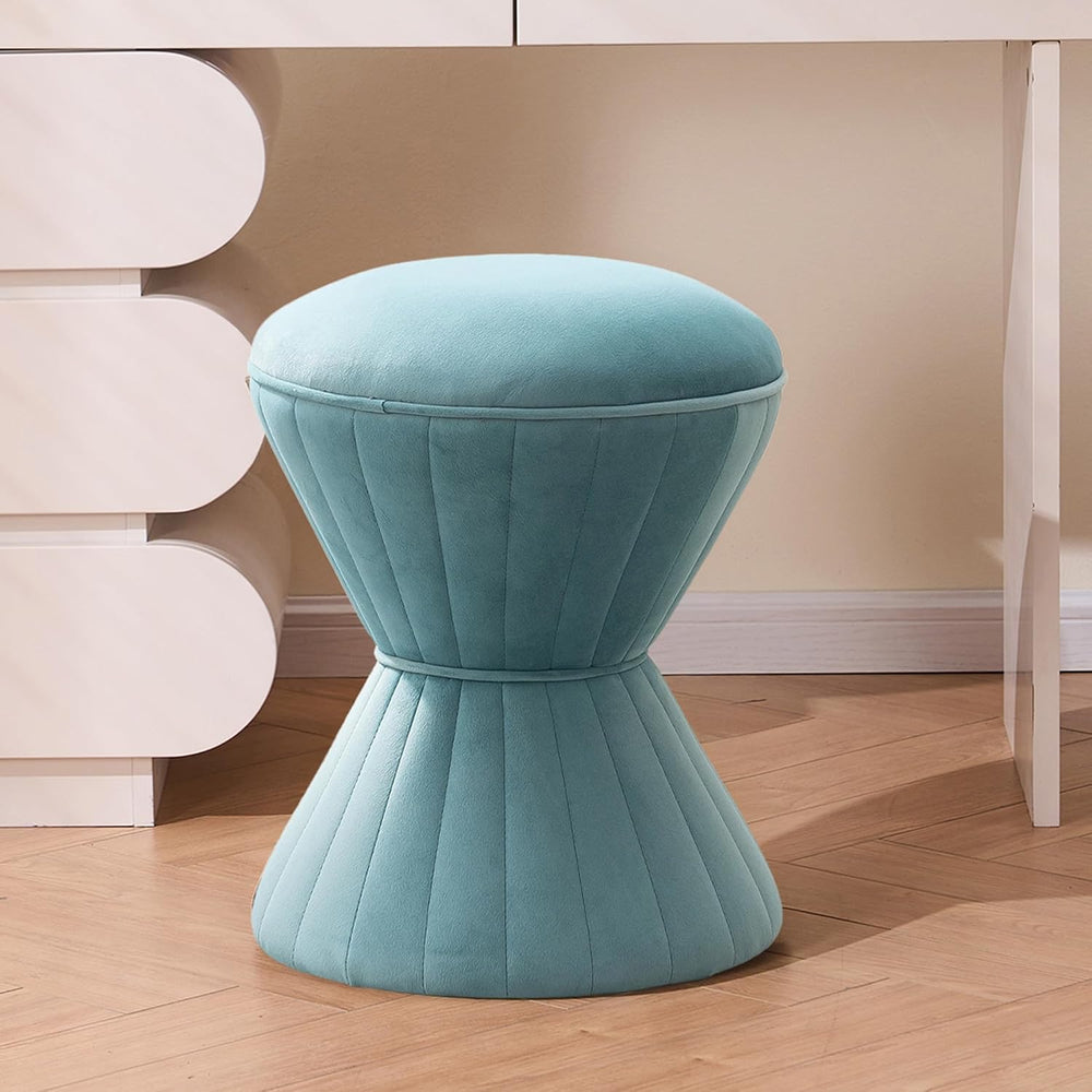Multifunction Velvet Ottoman, Upholstered Vanity Stool Chair, Sturdy Round Fo...