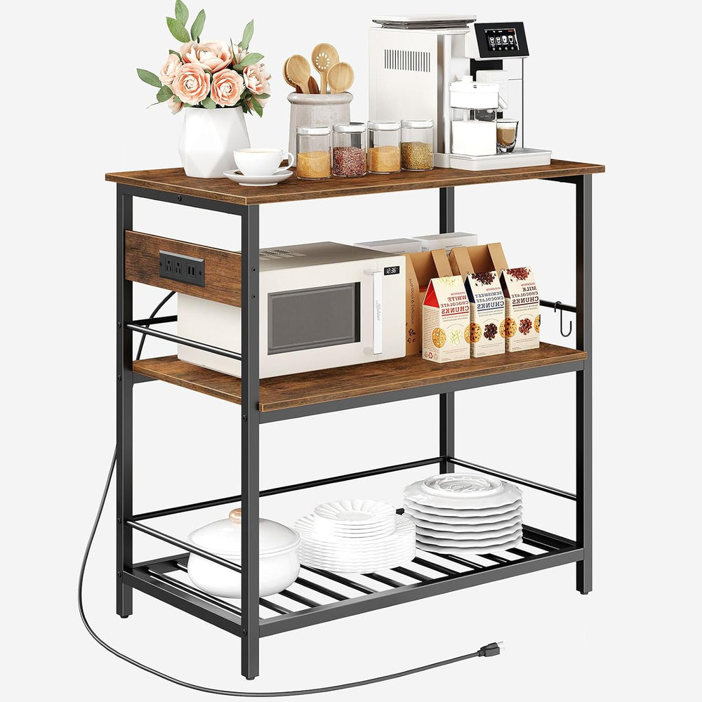 HOOBRO Kitchen Island with Storage, Kitchen Island Table with Power Outlet, 4...