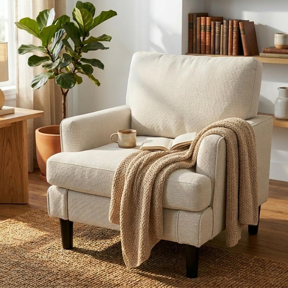 Kromax Accent Chair for Living Room, No Screws Assembly Required, Beige