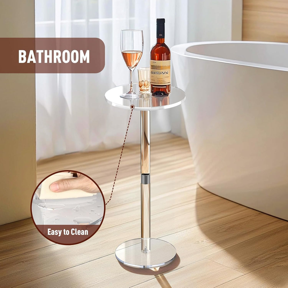 9.8" Round Clear Acrylic End Table - Modern Small Space Side Table for L...