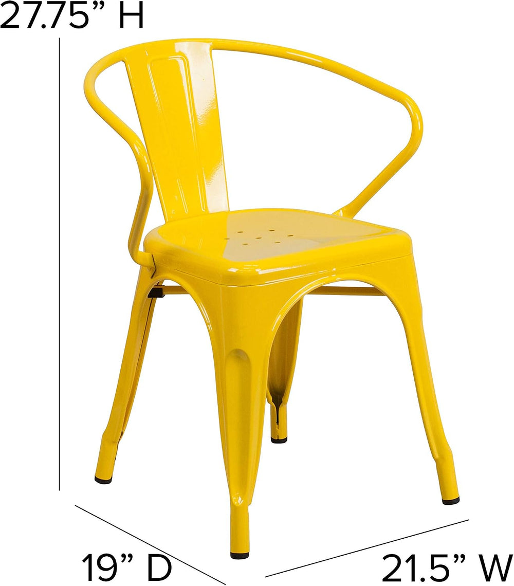 Flash Furniture Luna Commercial Grade Yellow Metal Indoor-Outdoor Chair with ...
