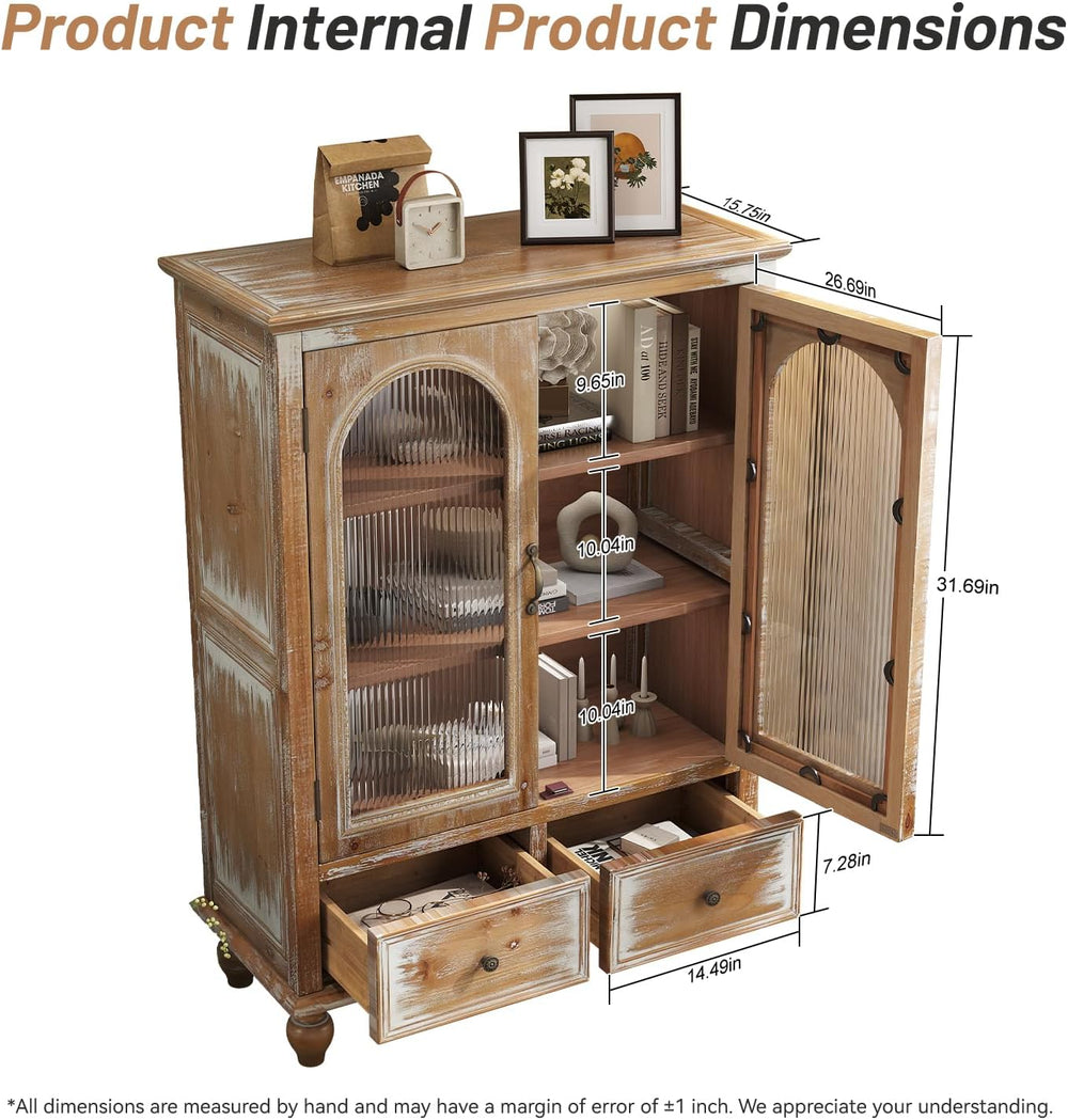 LKTART Solid Wood Storage Cabinet, Kitchen Sideboard Buffet Pantry Cabinet wi...
