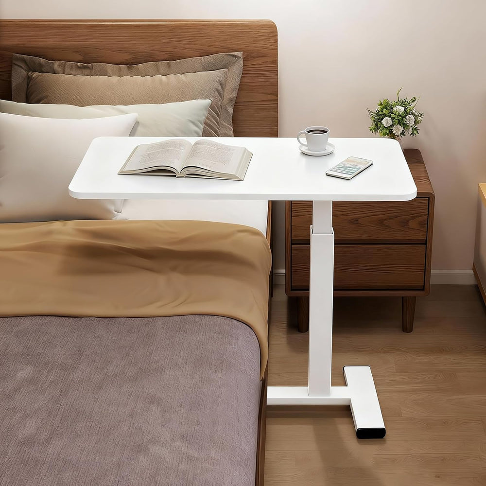Pneumatic Adjustable Height C-Shaped End Table,Slides Under Furniture, Hospit...