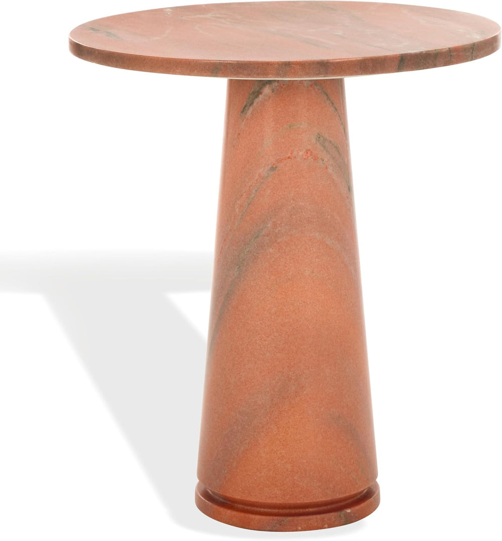 SAFAVIEH Furniture - Valentia Tall Marble Accent Table - Coral - Marble Top -...