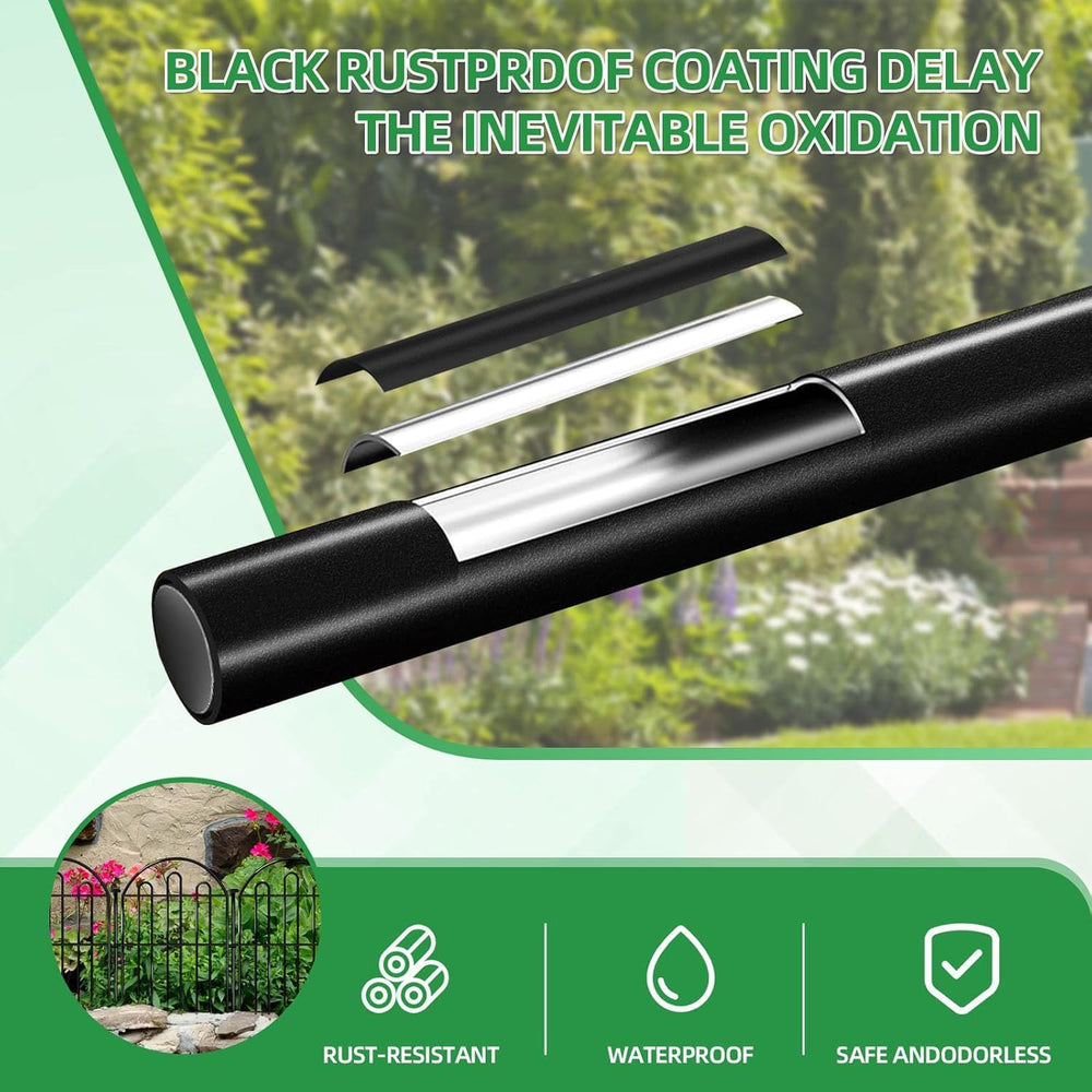 28ft in x 22in Decorative Garden Fence, 26 Pack Arched No Dig Animal Barrier ...