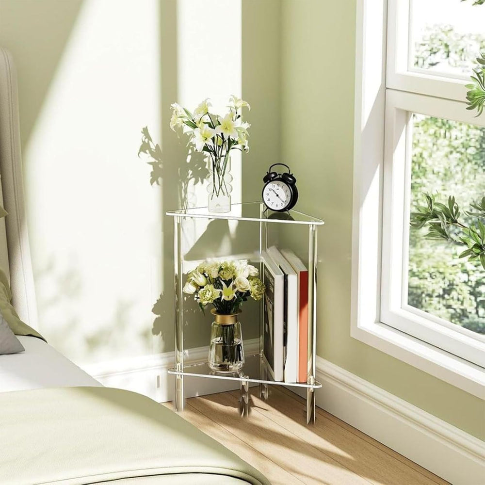 Nightstand Table - Acrylic Transparent Decorative Storage Desk | End Table fo...