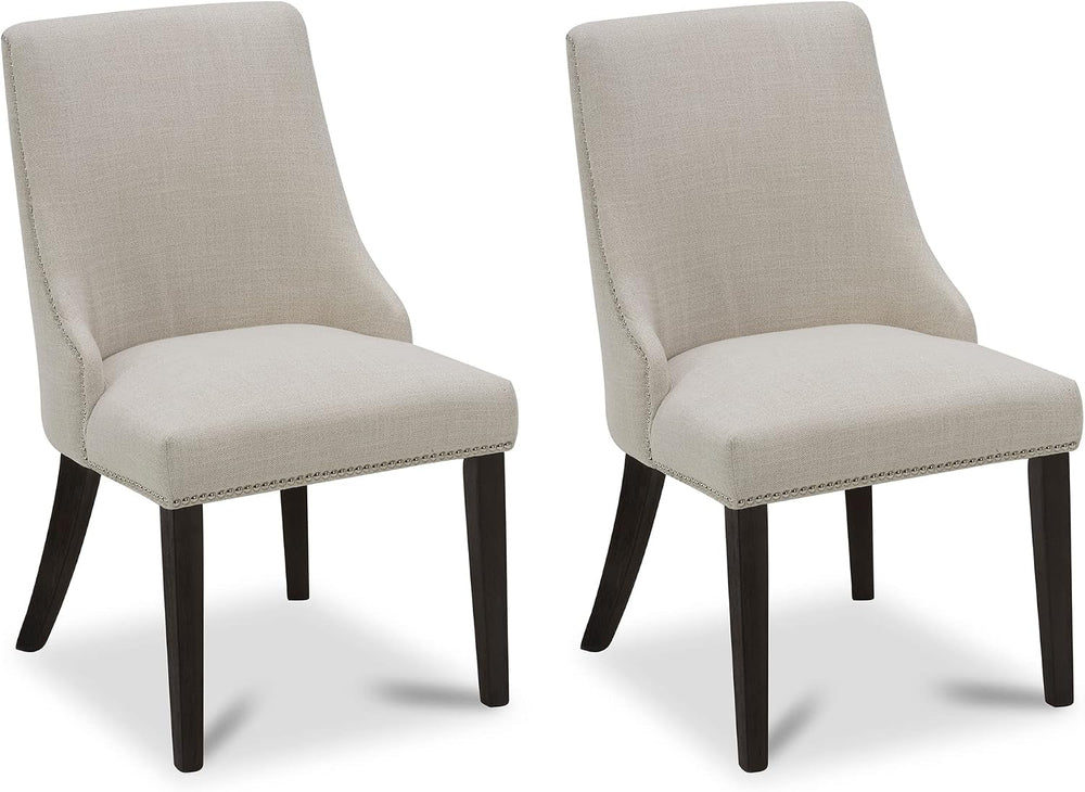 CHITA Farmhouse Dining Chairs with Nailhead Trim, Set of 2, Linen | Fabric Hi...