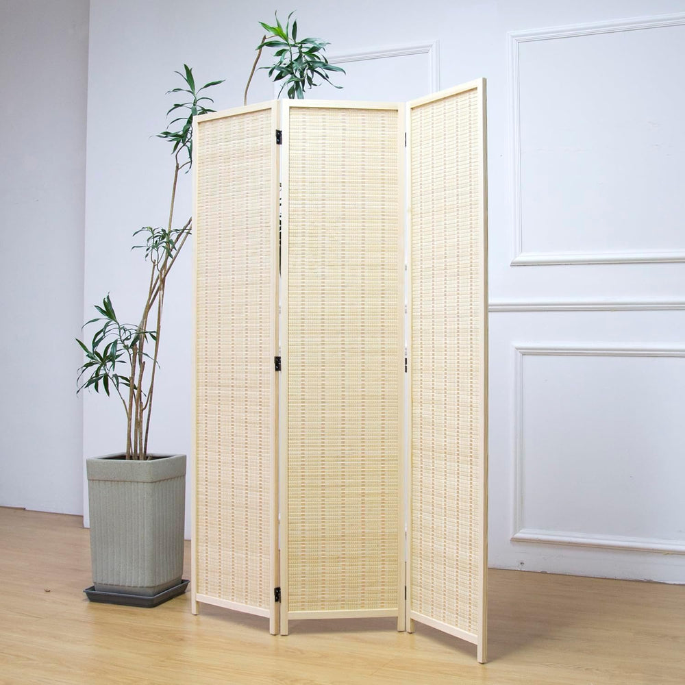 Furnnylane 3 Panel Room Divider and Folding Panel Screen,Bamboo Panel Divider...