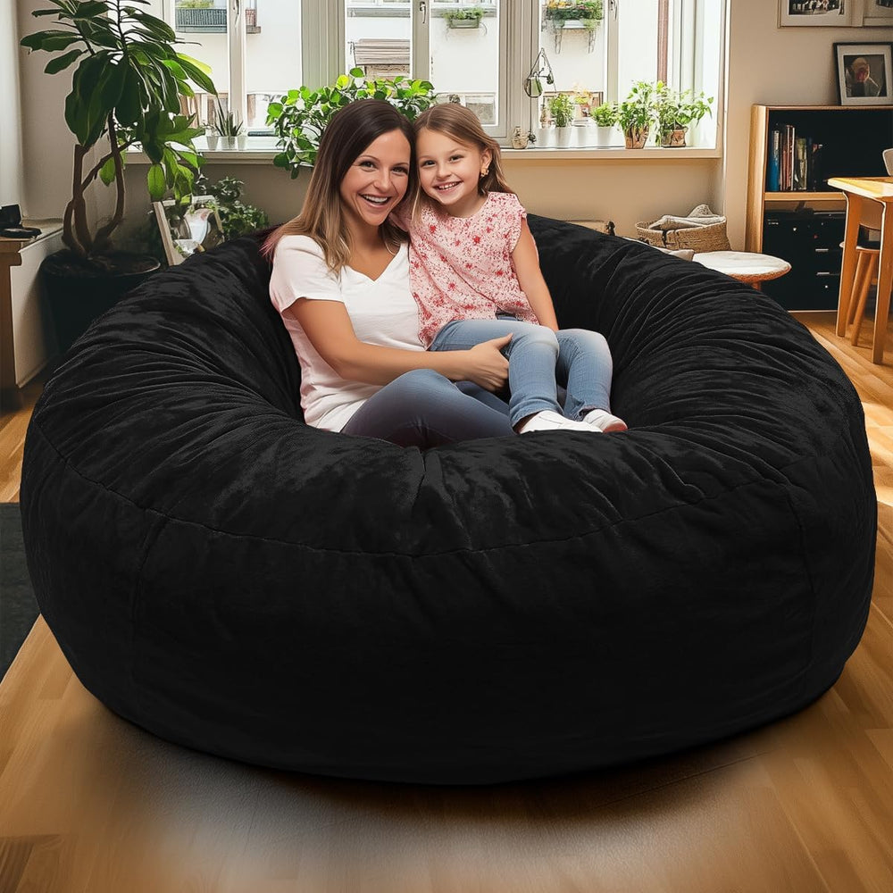 Ultimate Sack 6000 6-Foot Bean Bag Chair, Charcoal Fur Cover – Oversized Foam...