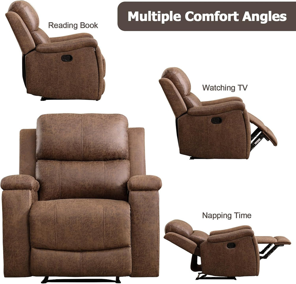 CANMOV Leather Recliner Chair, Classic and Traditional Manual Recliner Chair ...
