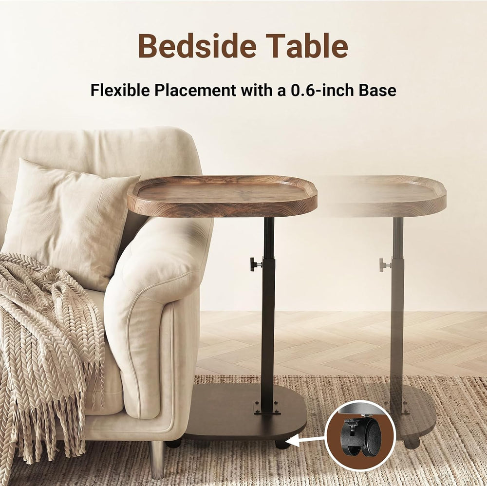 Adjustable Height TV Tray Table for Snack, Eating, Dinner or Laptop, 360°Roll...