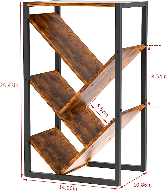 Small Bookcase - 5 Tier Tree Bookshelf with EVA Pads, Book Shelf for Small Sp...