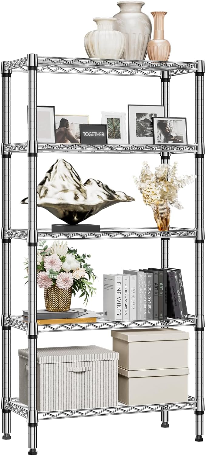 M MZG 1250 lbs 5 Tier Shelf Metal Storage Shelves Shelving Wire Rack Heavy Du...