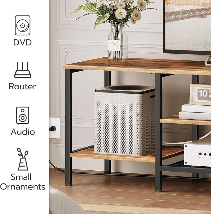 HOOBRO TV Stand with Power Outlets to 75 Inches, TV Console Table with Open S...