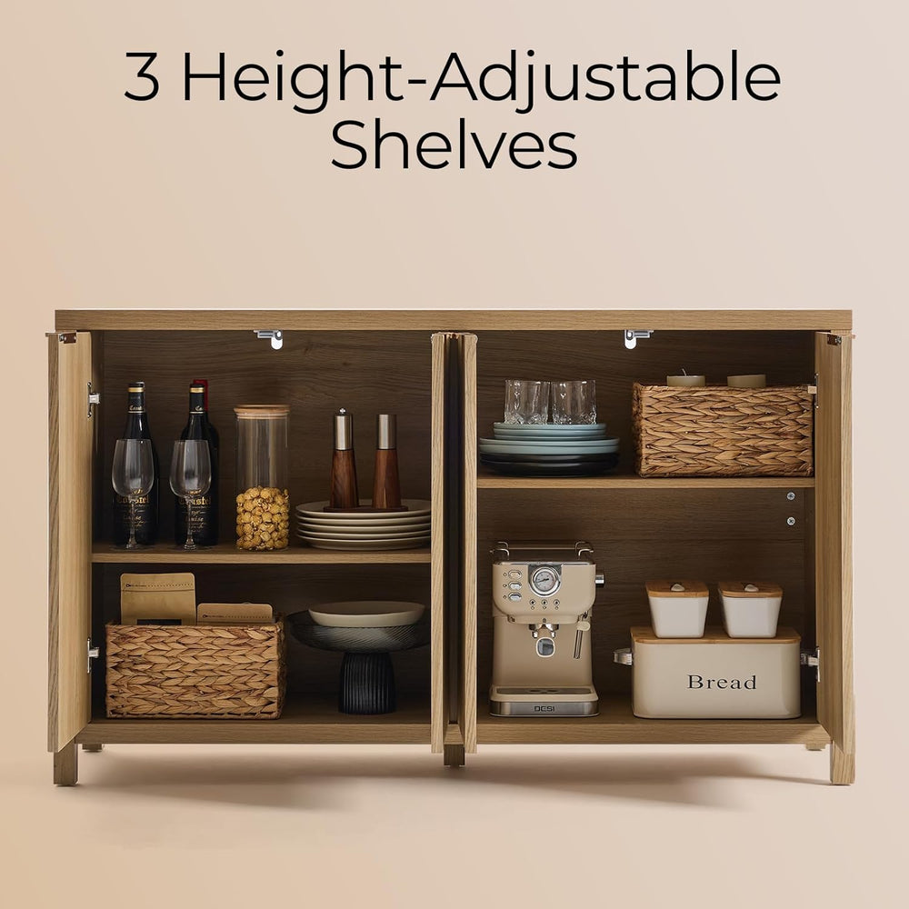 OAKHAM HOME Buffet Cabinet Fluted Sideboard 56" Accent Cabinet with Adju...