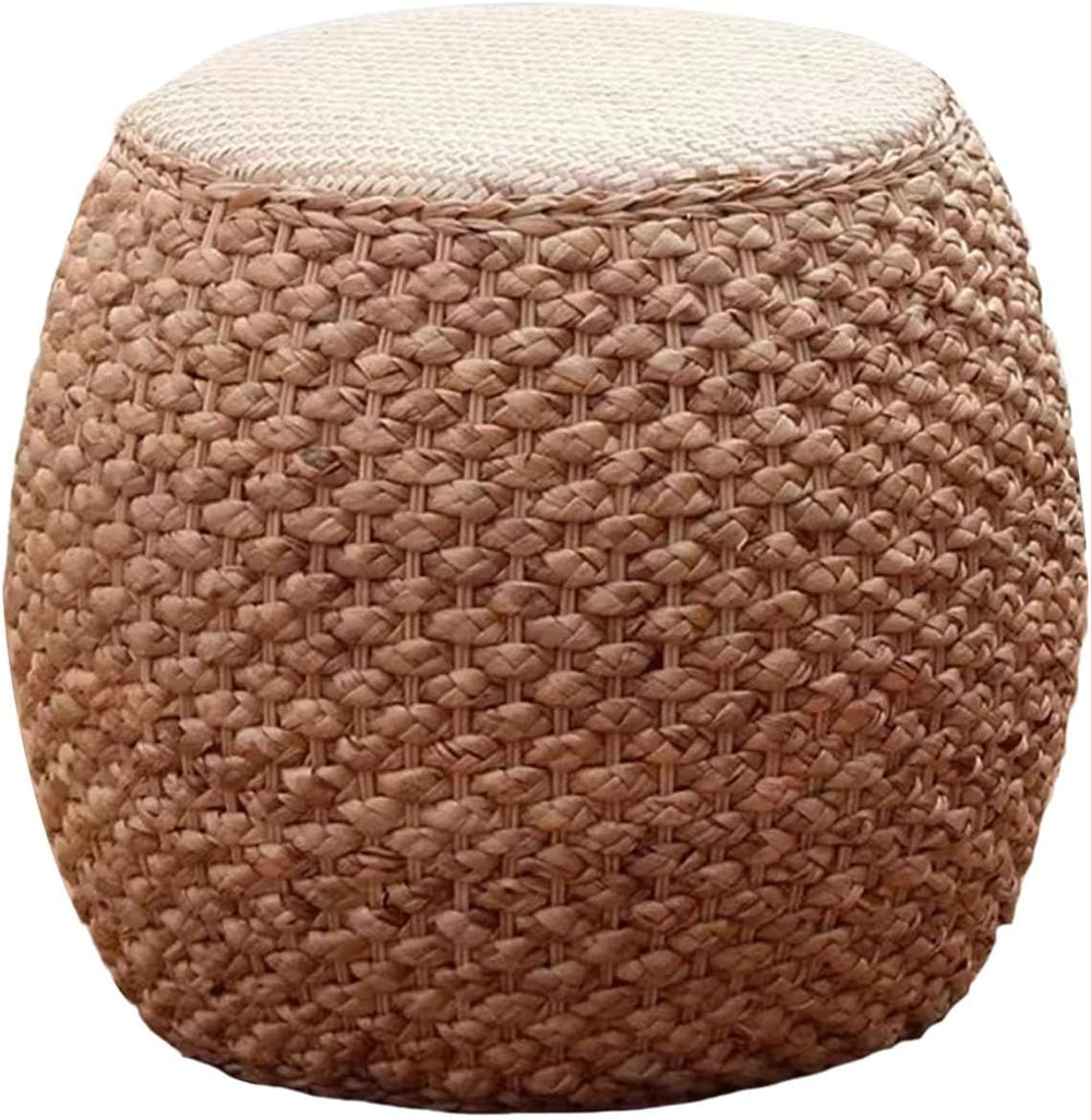 Round Ottoman Natural Seagrass Braided Poof Hand Weaving Round Ottomans Boho ...