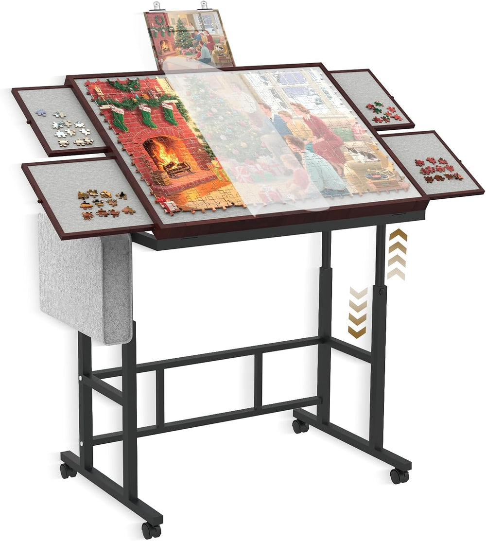 1500 Pcs Puzzle Table with Storage Pocket, Adjustable Height & Angles