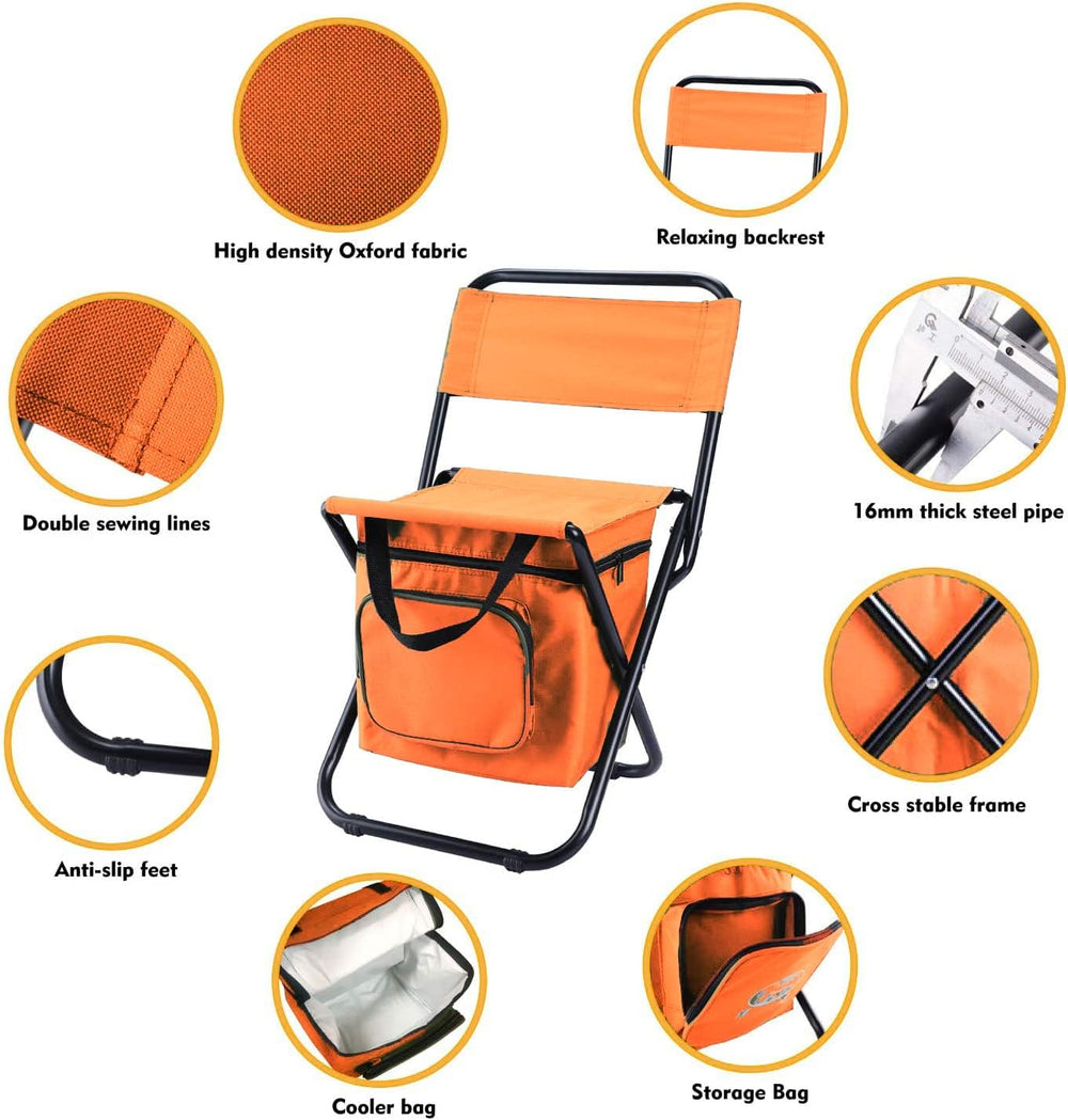 Fishing Chair with Cooler Bag Compact Fishing Stool Foldable Small Hunting Ch...