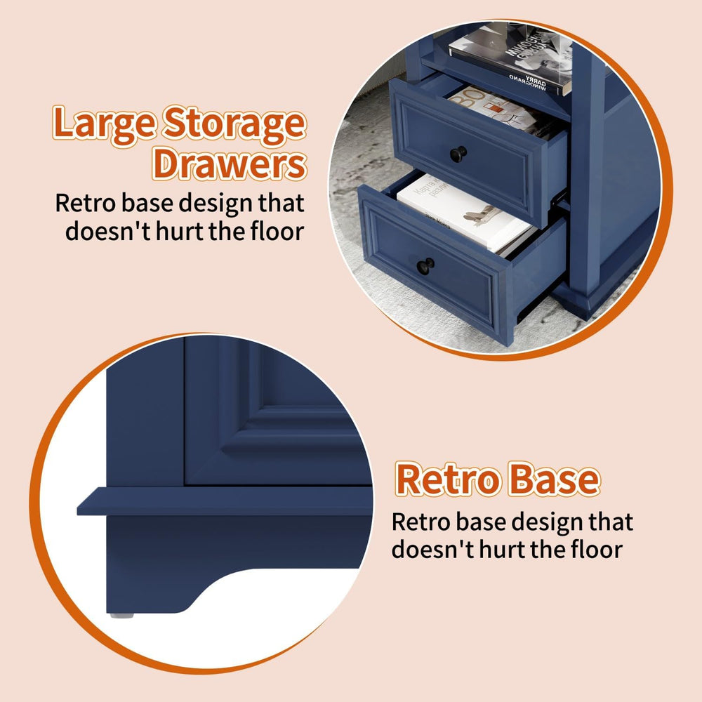 MUUEGM 18" End Tables for Living Room Farmhouse Night Stand with Chargin...