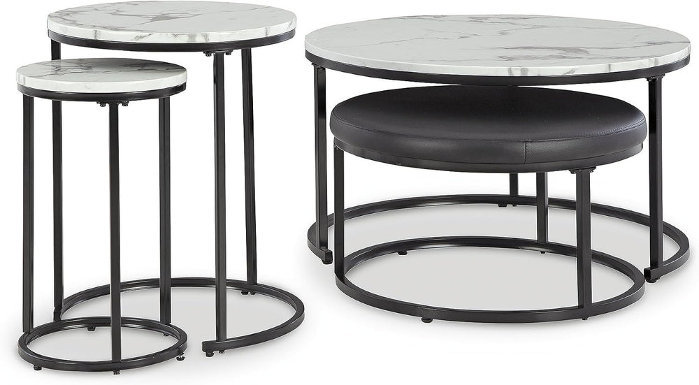 Signature Design by Ashley Jusmour Modern Nesting Table Set with Faux Leather...