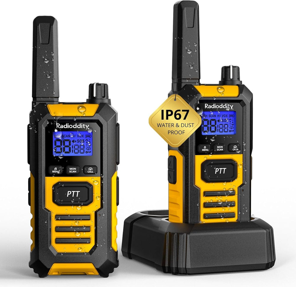 Radioddity HD-1 Waterproof Walkie Talkies IP67 Heavy Duty Floating, 2 Pack