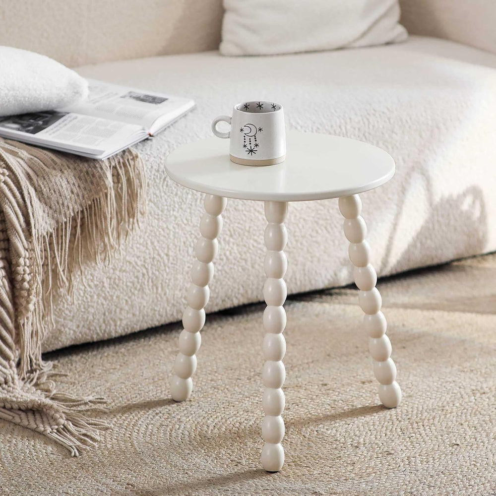 Solid Wood Small Side Table, Round End Table for Small Space, Accent Table Ni...