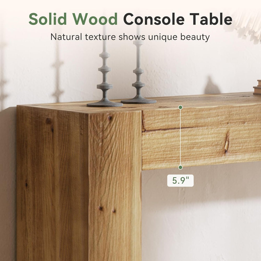 Solid Wood Console Table, 63-Inch Farmhouse Sofa Table Behind Couch for Entry...