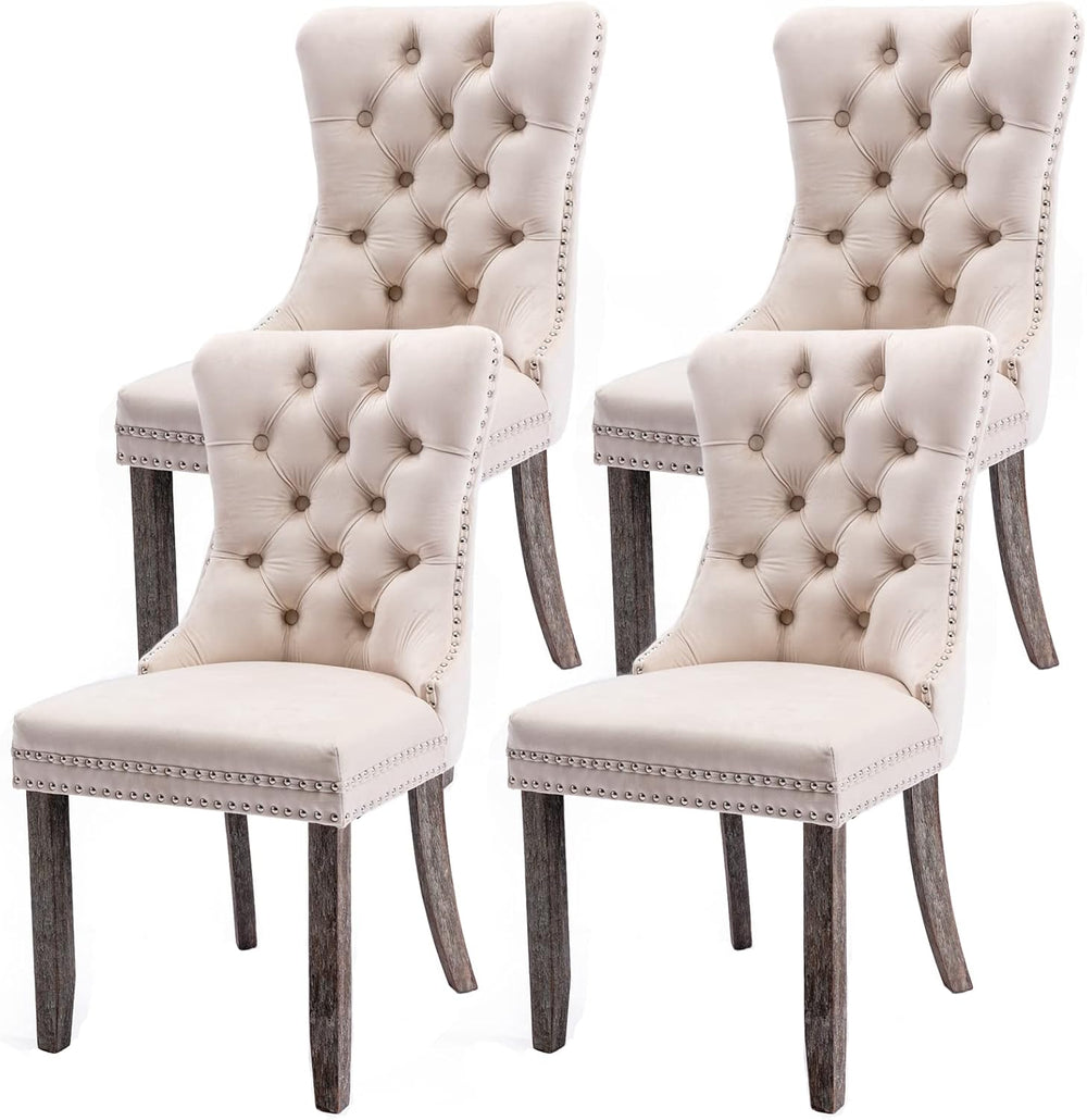 Virabit Upholstered Dining Chairs Set of 4, Velvet Tufted Dining Chairs with ...