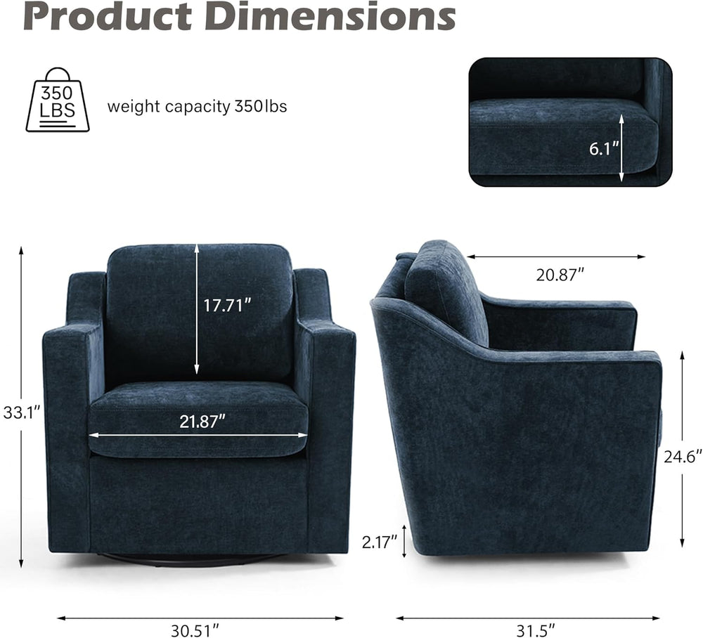 Swivel Accent Chairs Set of 2, Chenille Upholstered Armchair for Living Room,...