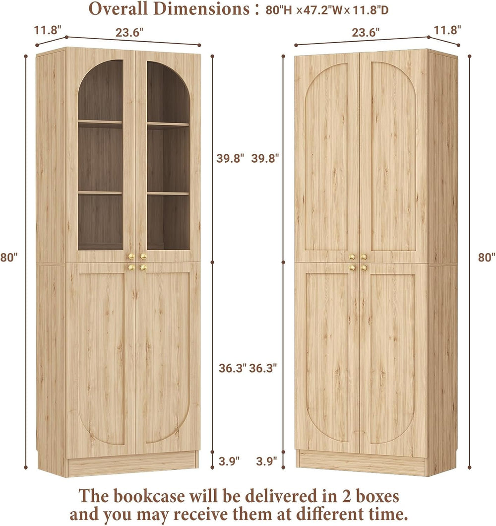 Cyclysio 80" Tall Kitchen Pantry Cabinet, 47" Wide Arch Storage Cab...