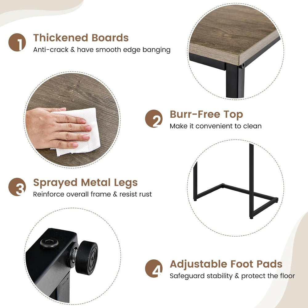 Giantex Nesting Coffee Table Set of 3, Stackable Square End Table w/Wood Grai...