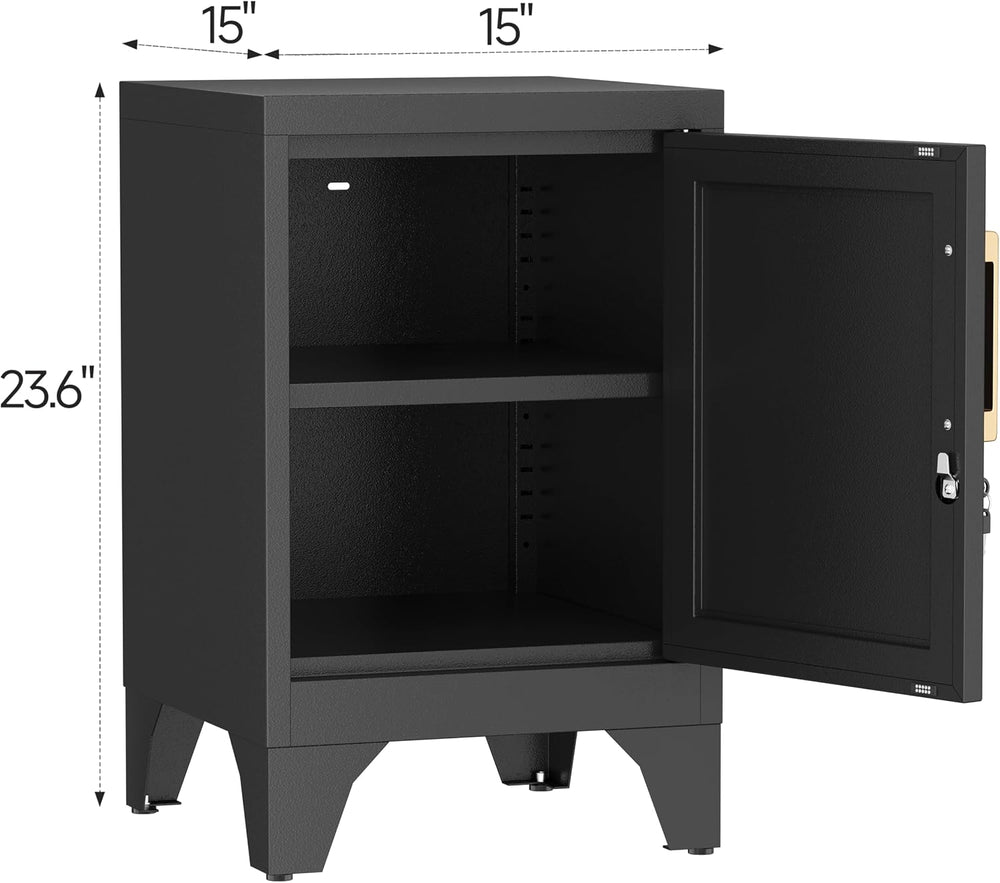 23.6" H Black Metal NightStand Locker Storage Cabinet with 1 Doors, Smal...