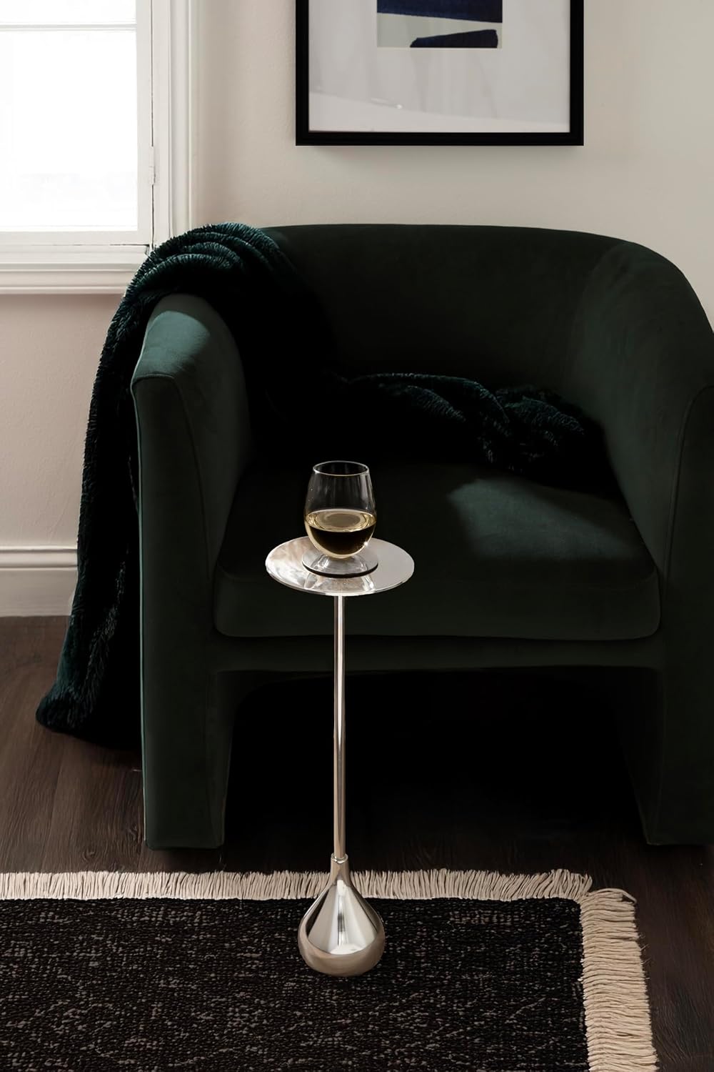 Kate and Laurel Hersi Decorative Modern Pedestal Drink Table, 7 x 7 x 20, Sil...