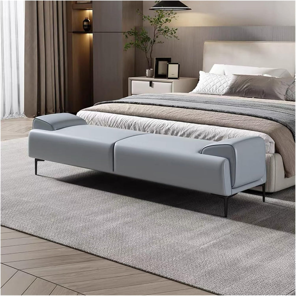 Modern Upholstered Ottoman - End of Bed Stool for Makeup and Bedroom of, Leat...