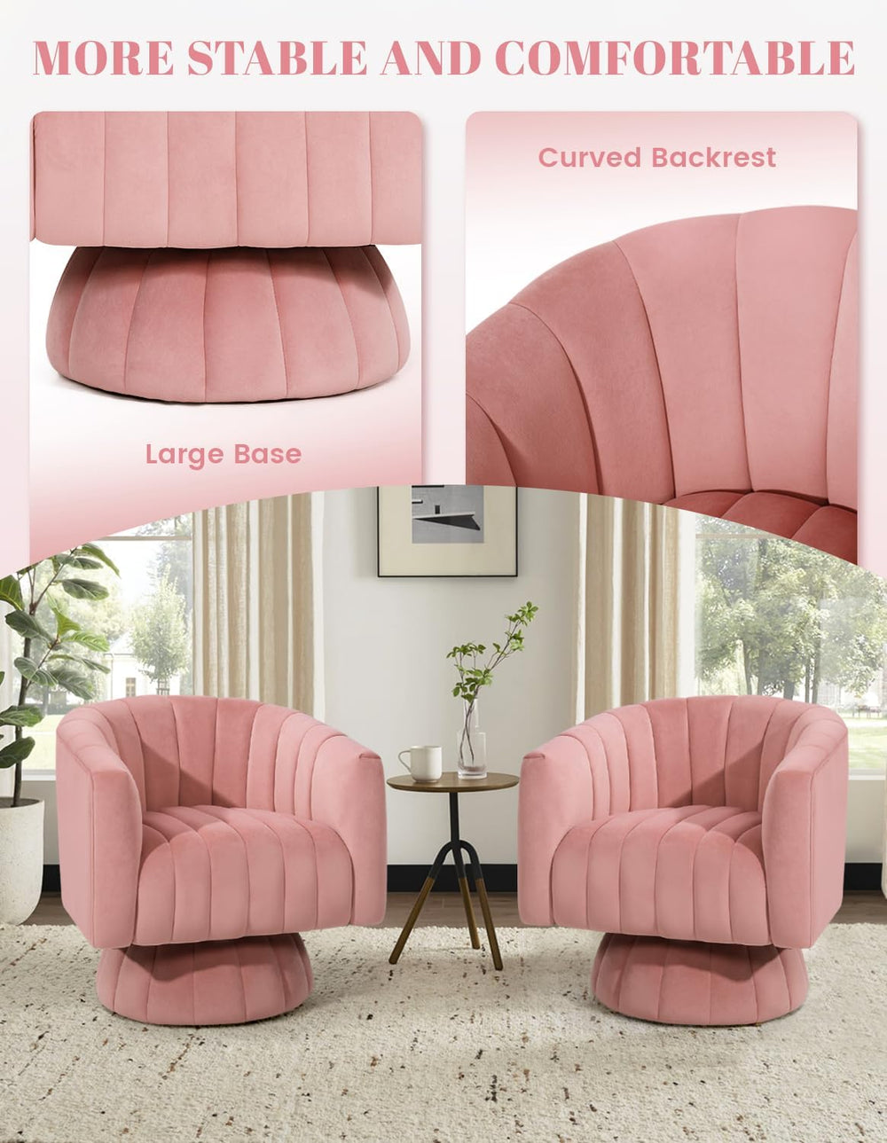 Kromax Swivel Accent Chair, Mid Century 360 Degree Barrel Chair with Armrest,...