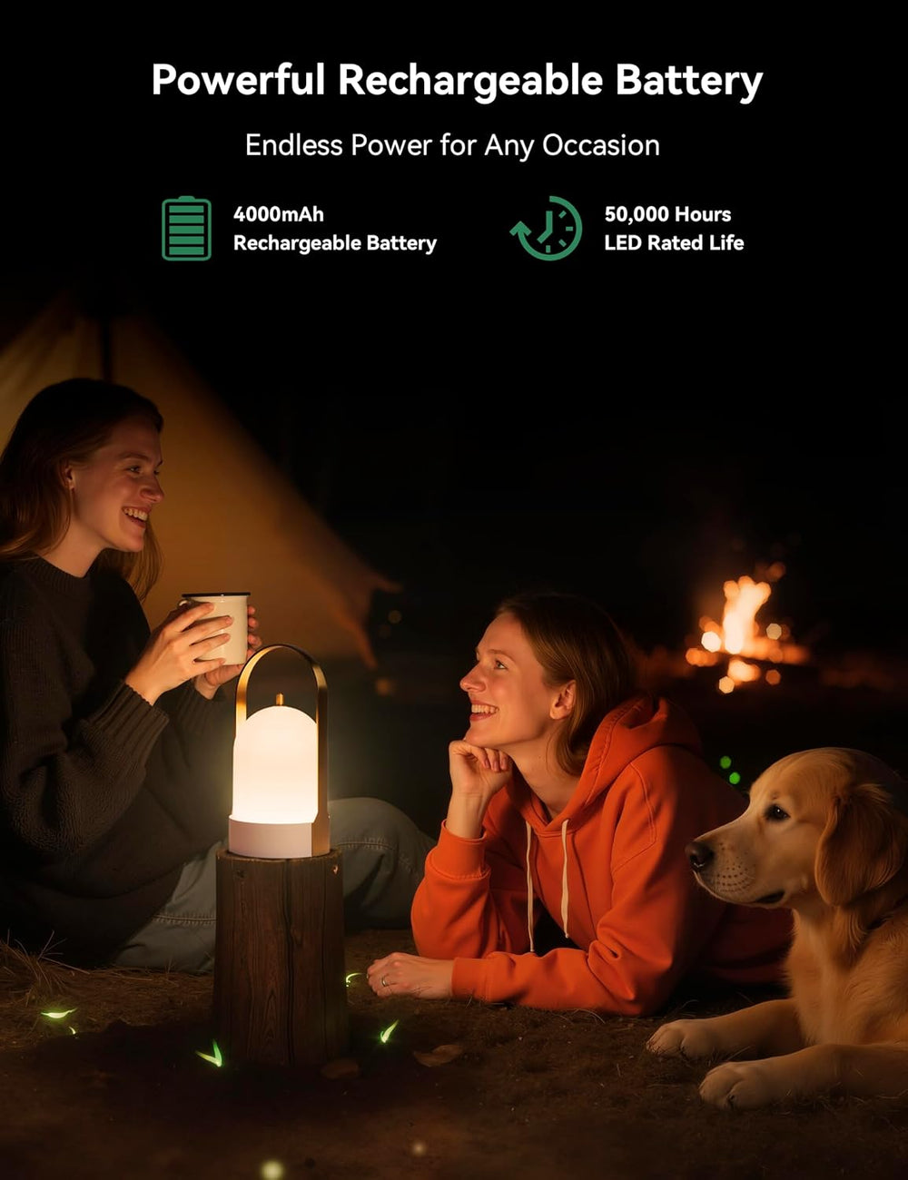 Tubicen Rechargeable Table Lamp Outdoor Portable Lantern IP44 Waterproof