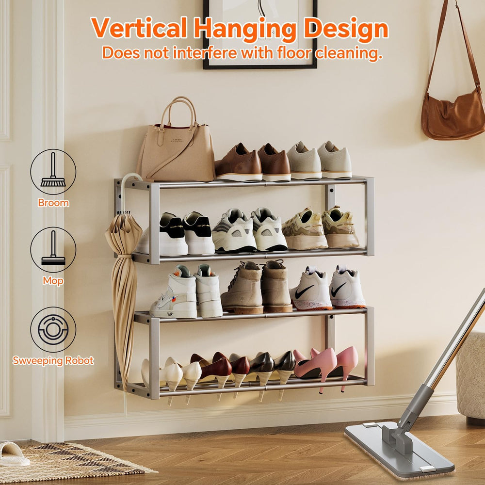 Homeiju Hanging Shoe Organizer,2 Pack Wall Mounted Shoe Rack Holds 12 Pairs,S...