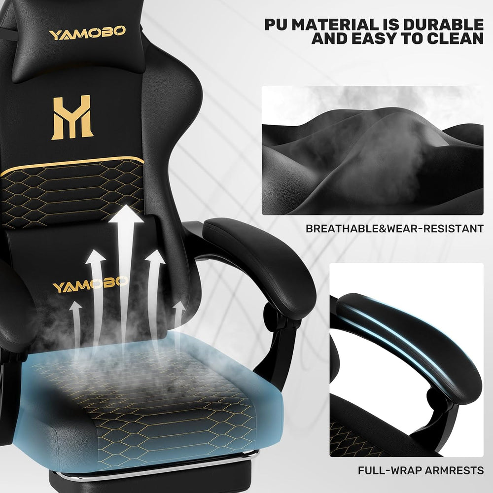Gaming Chair with Footrest, Ergonomic Video Game Chair with Adjustable Lumbar...