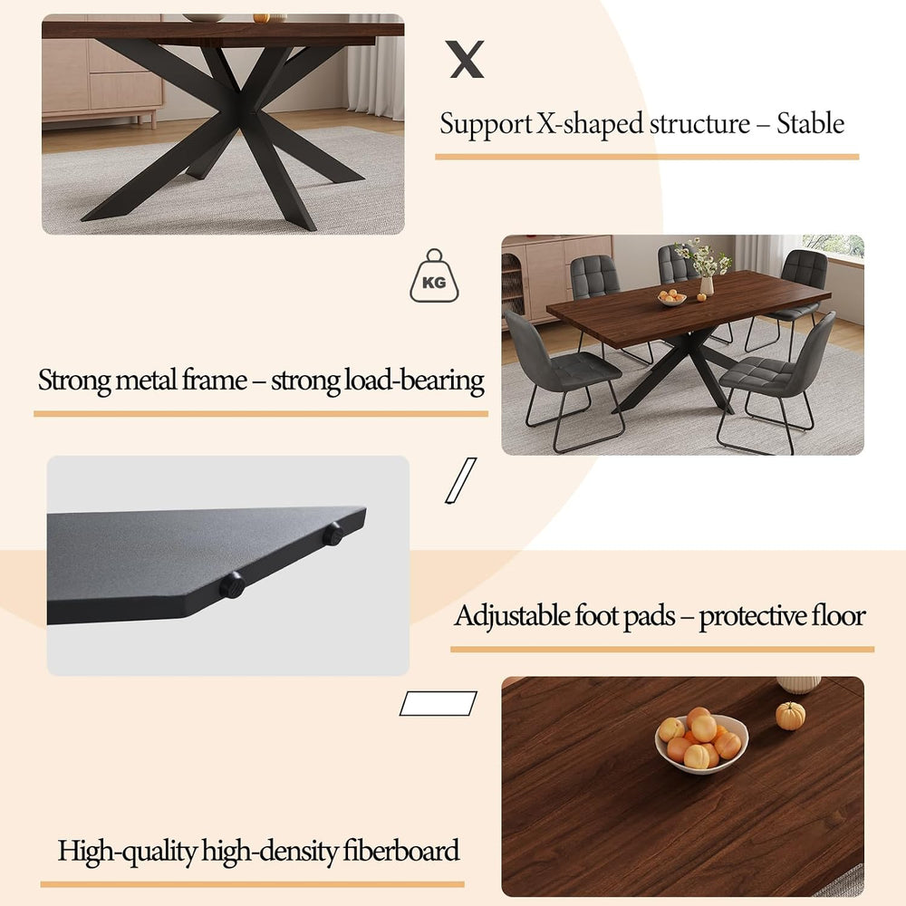 ZckyCine 7-Piece Dining Table Set with 51"-67" Extendable Walnut Wo...