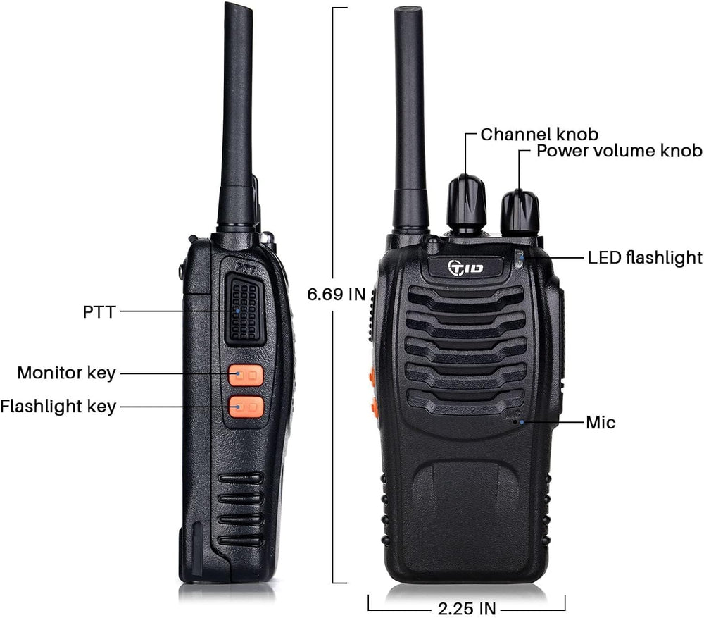 TIDRADIO 5.5-Mile Long Range Walkie Talkies with Upgrade Acoustic Earpiece