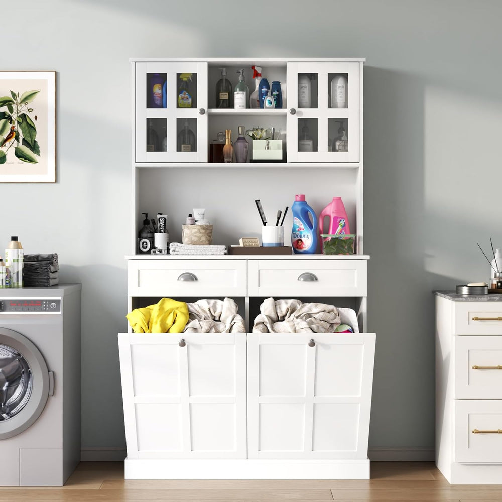Gyfimoie Kitchen Pantry Cabinet with Double Tilt Out Trash Cabinet, 68" ...