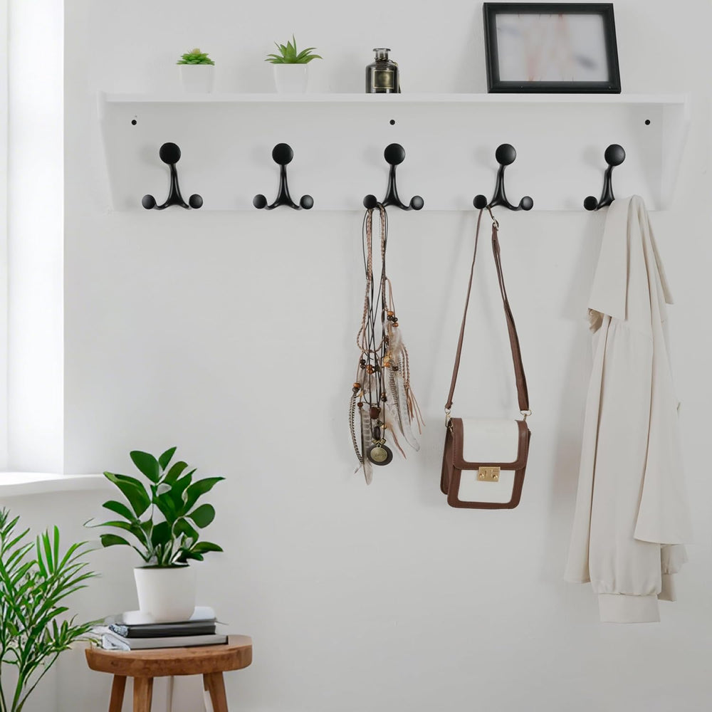 WEBI Wall Shelf with Hooks Underneath,35" Long Wall Mounted Coat Rack wi...