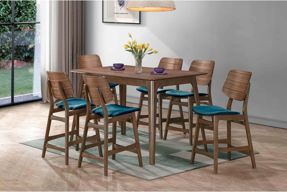 New Classic Furniture Oscar Wood Counter Chair with Teal Cushion (Set of 4), ...