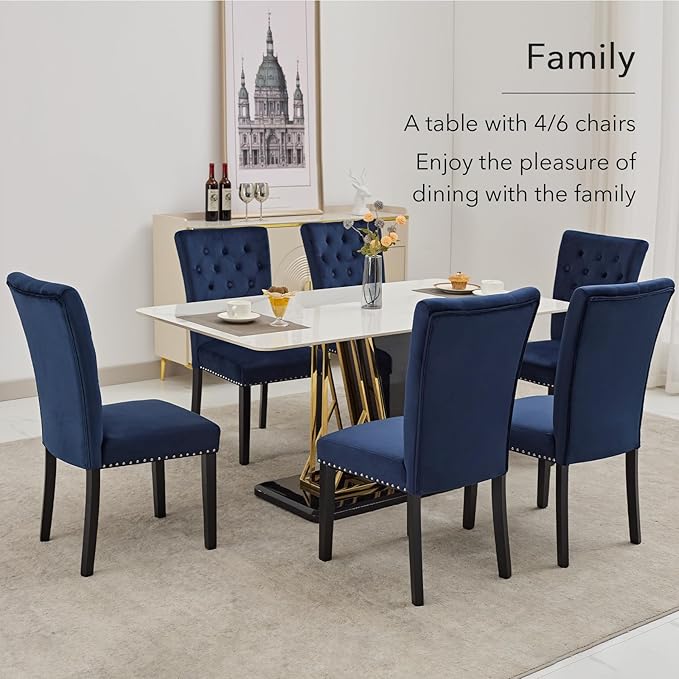 Velvet Dining Chairs Set of 2, Upholstered Dining Room Chairs with Wooden Leg...
