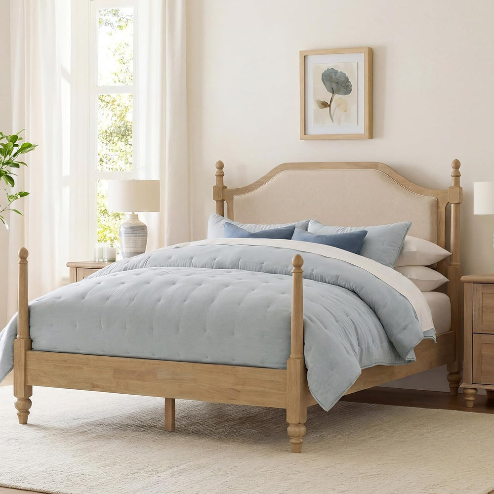 WAMPAT Queen Size Platform Bed Frame with Upholstered Headboard for Bedroom, ...