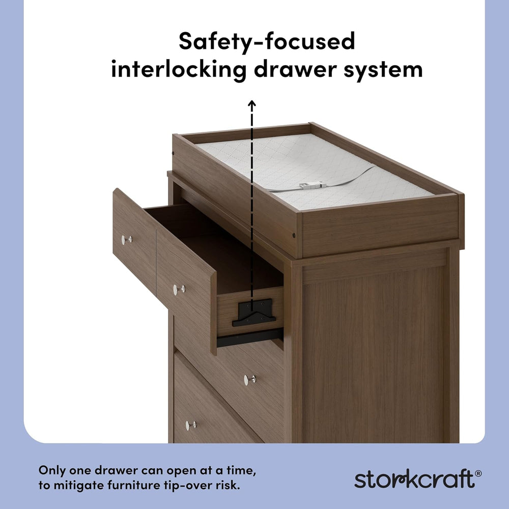 Storkcraft Horizon 3 Drawer Chest with Removable Changing Topper, Hazelnut